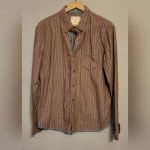Men's ECOTHS Plum Striped Button Down Shirt. Size L